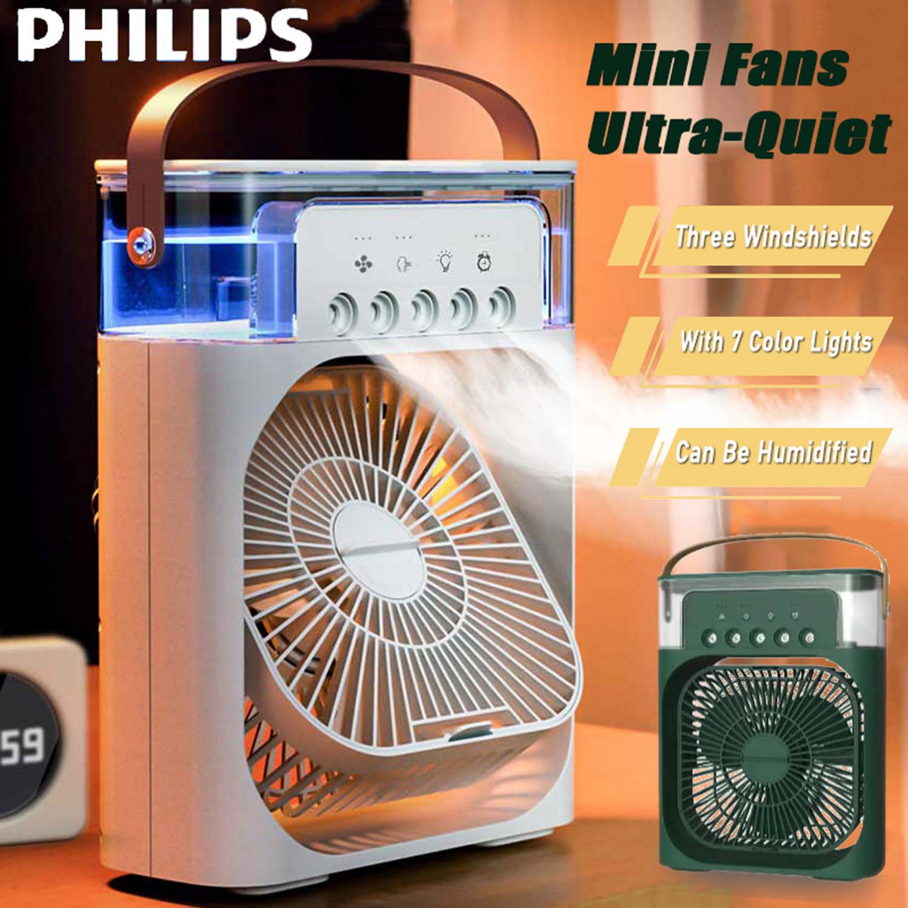 Air Conditioner Cooling Fan With 5 Sprays 7 Color Light Portable Fan Air Cooler Kipas Mini Fan Air Humidifier Charge চালিত